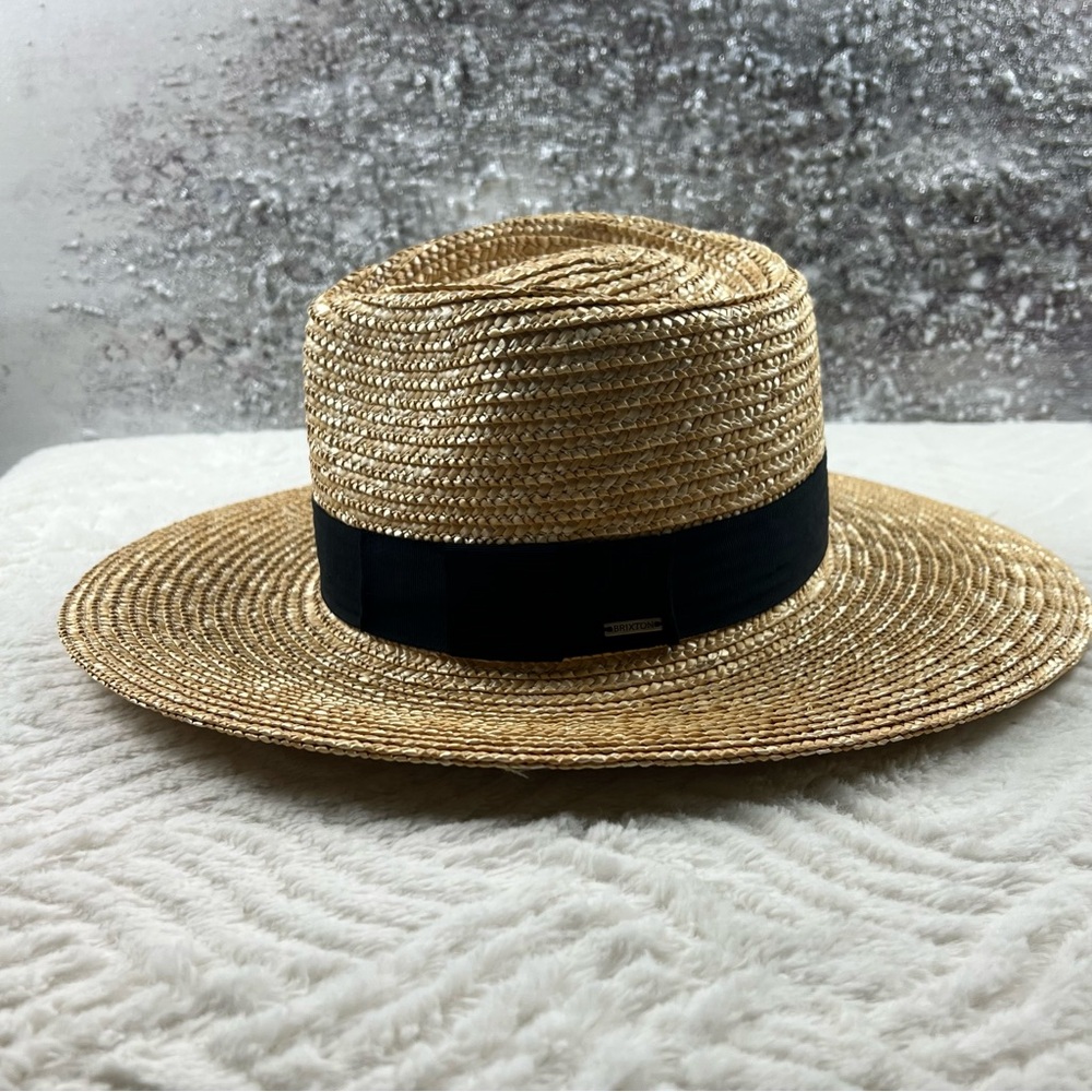 Brixton JoAnna Natural Straw Hat with Black Band size small
